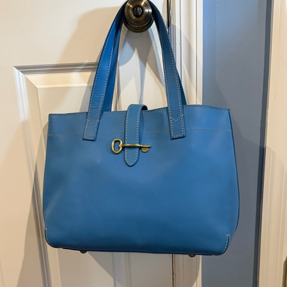 Fossil Beautiful Blue Color Leather Tote